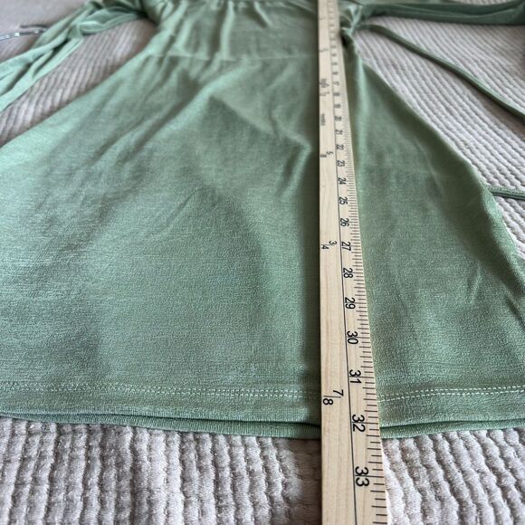 Princess Polly Ribbed Long Sleeve Open Back Mini Bodycon Dress Green Sz. 4 - Picture 12 of 14